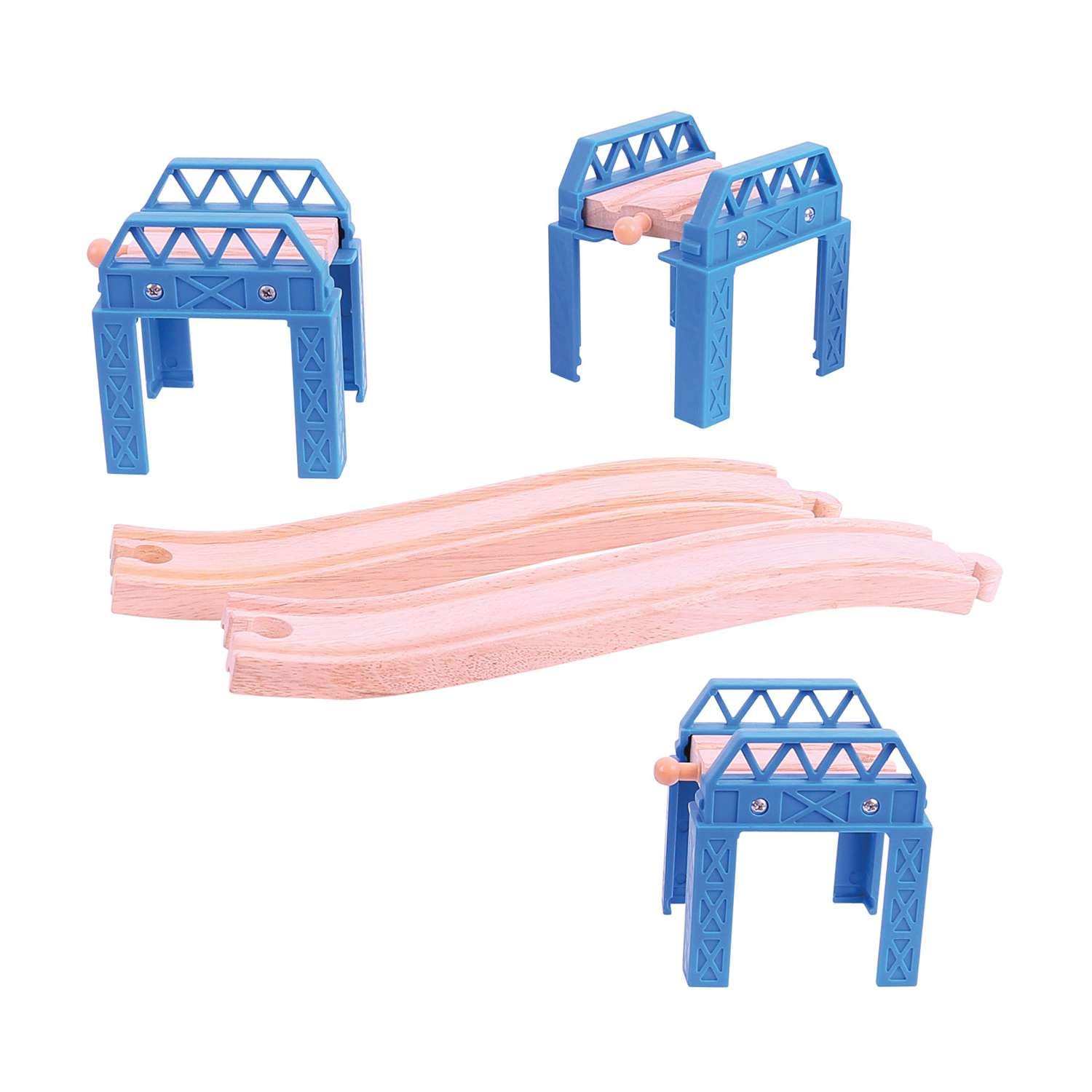 Bigjigs Rail Construction Support Wooden Track Set - Unique Construction Toys, Compatible With Bigjigs Train Sets & Most Wooden Rail Brands, Quality Bigjigs Train Accessories