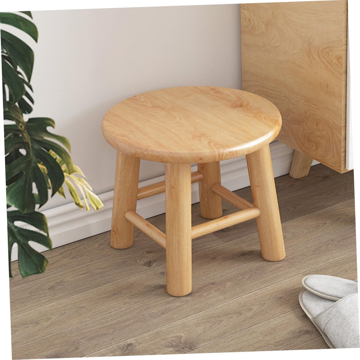 Solid Hardwood Shoe Changing Stool for Small Step Stool with Smooth Edges Lightweight Wood Seat for Bathroom and Bedroom Daily Use