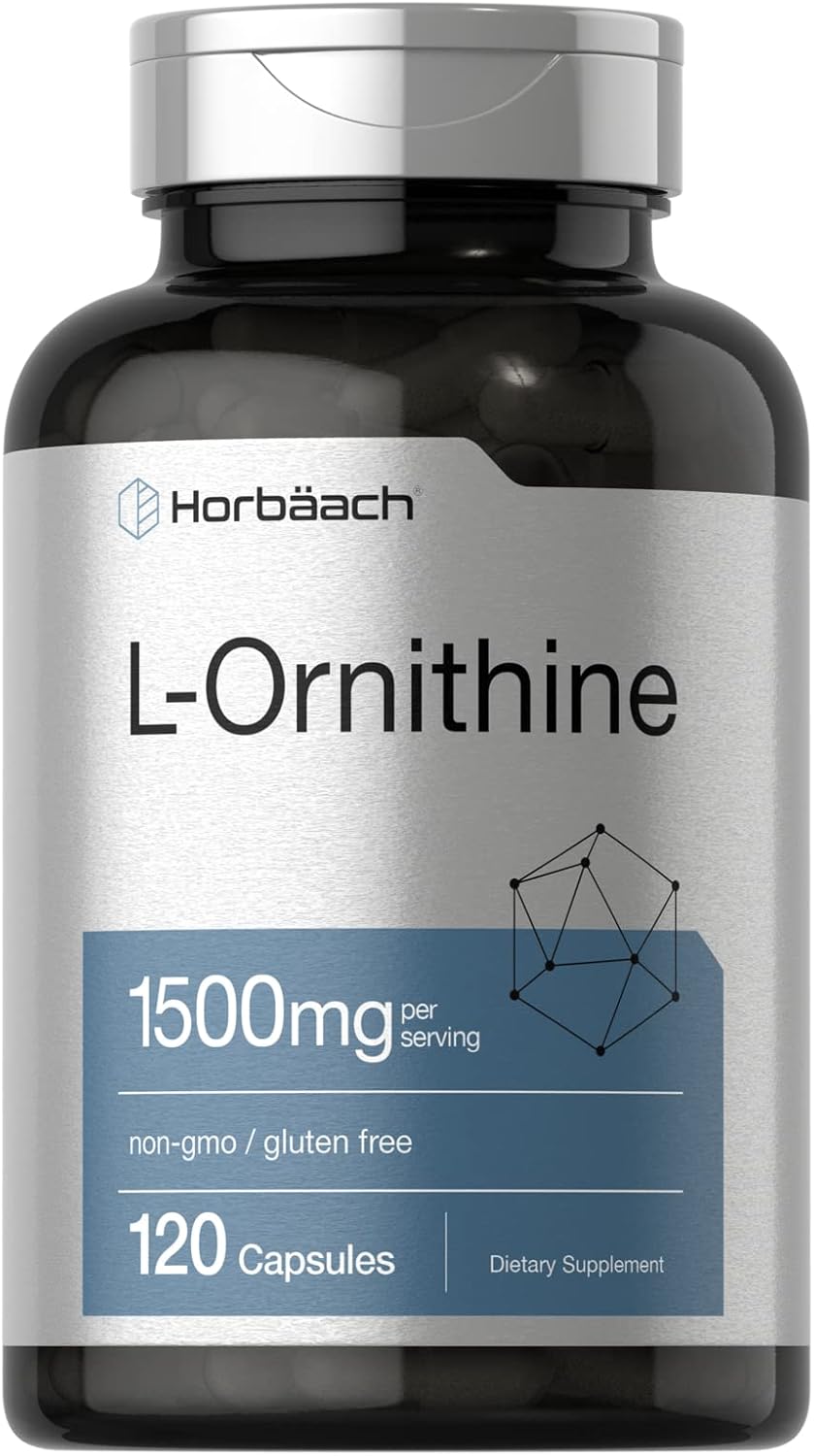 L-Ornithine 1500mg | 120 Capsules | Non-GMO & Gluten Free Supplement | Free Form L-Ornithine | by Horbaach