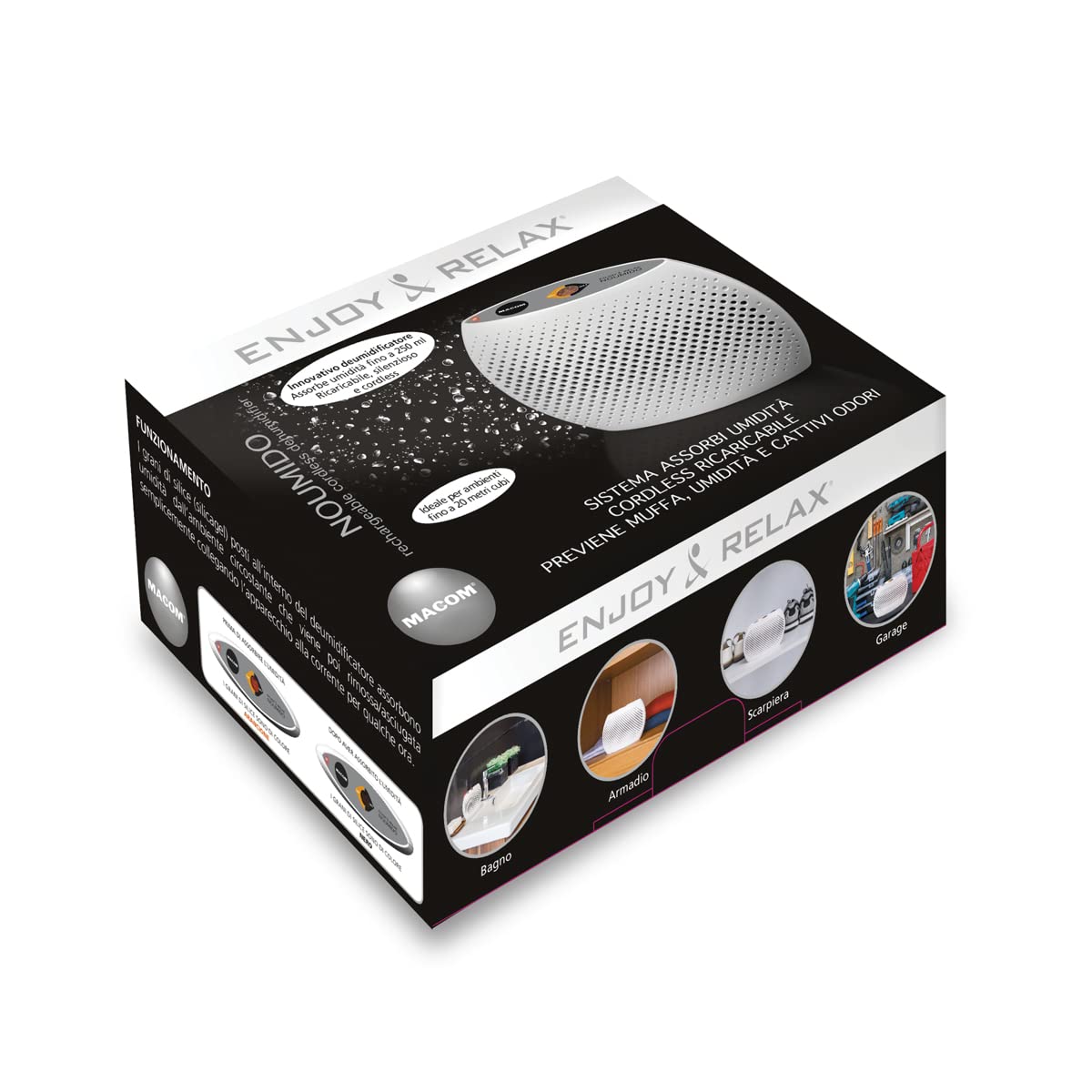 MACOM Enjoy & Relax 870 NOUMIDO - Deumidificatore senza filo ricaricabile (Confezione da 2)