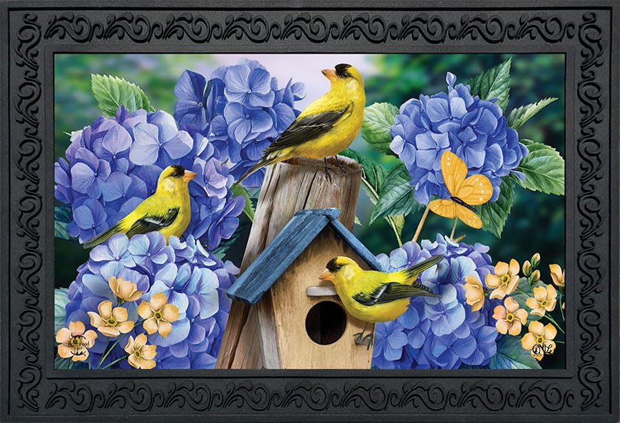 Briarwood Lane Goldfinches and Hydrangea Doormat