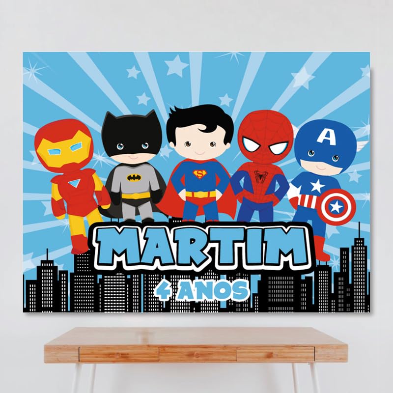 Cartel Personalizado Superheroes 2, 100x80 cm, Pancarta