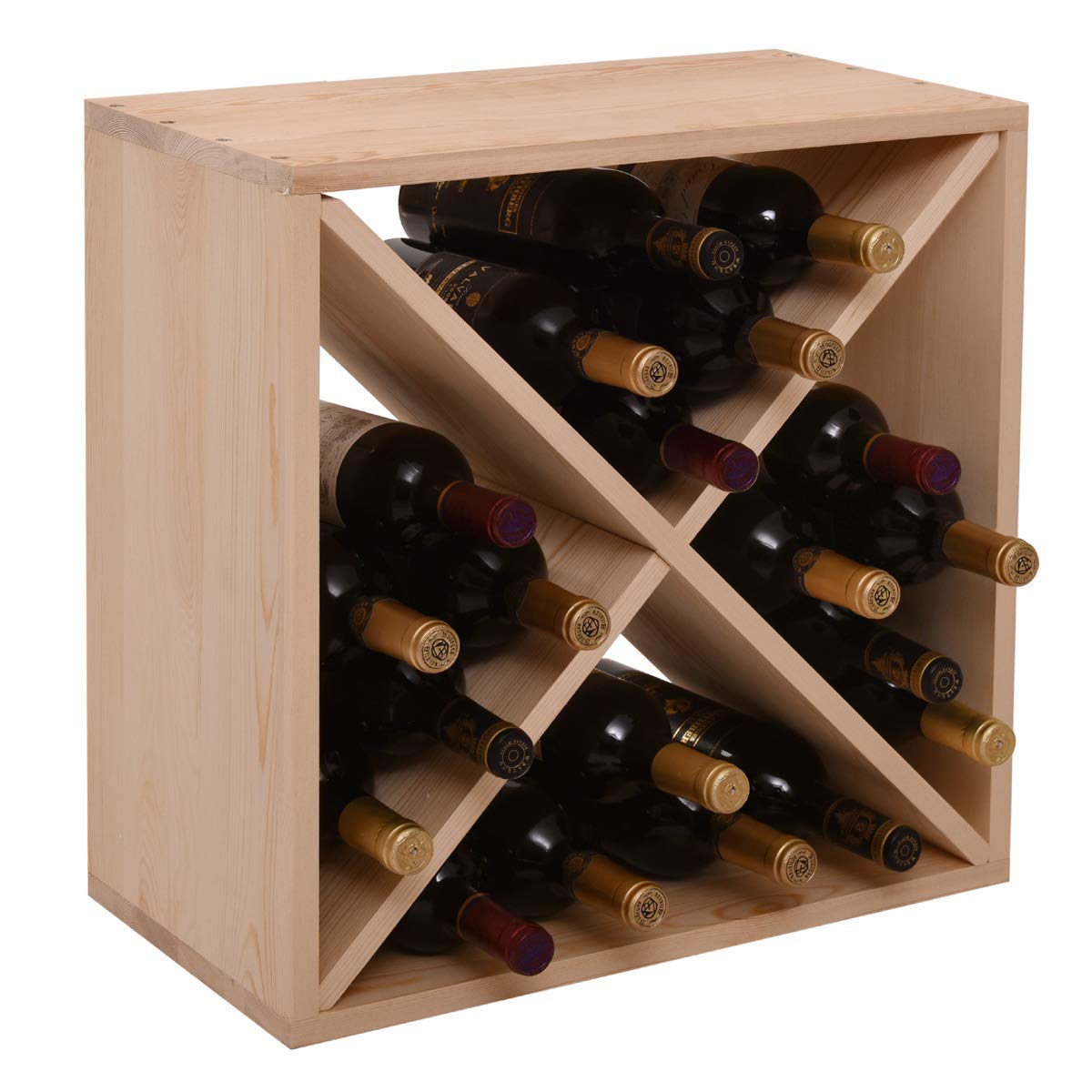 Buy 24 Bottle Modular Wine Rack Wood Stackable Holder Storage Organizer