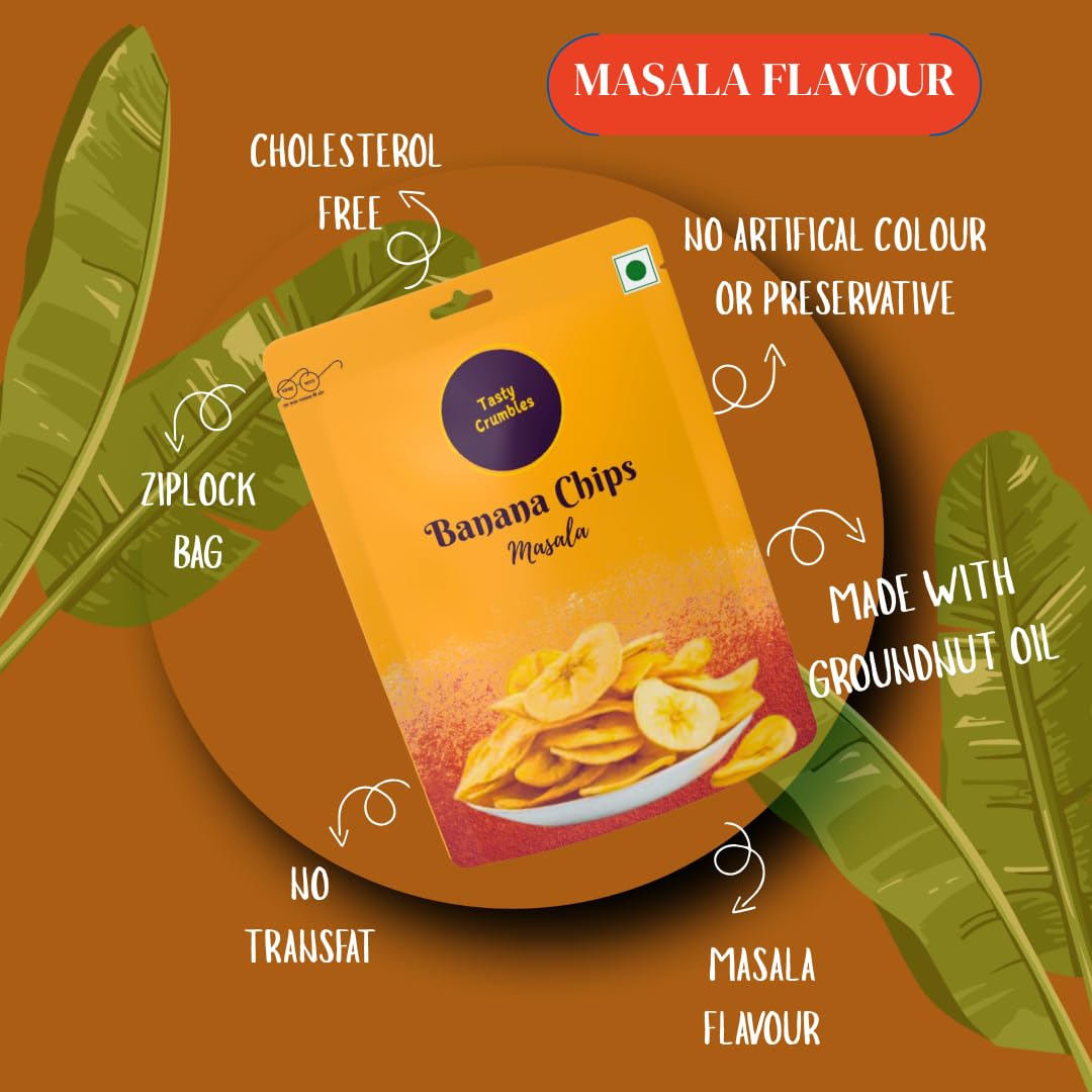 Tasty Crumbles Banana Chips, Masala and Pudina Flavour Combo, 400g, Pack of 2(Each 200g)