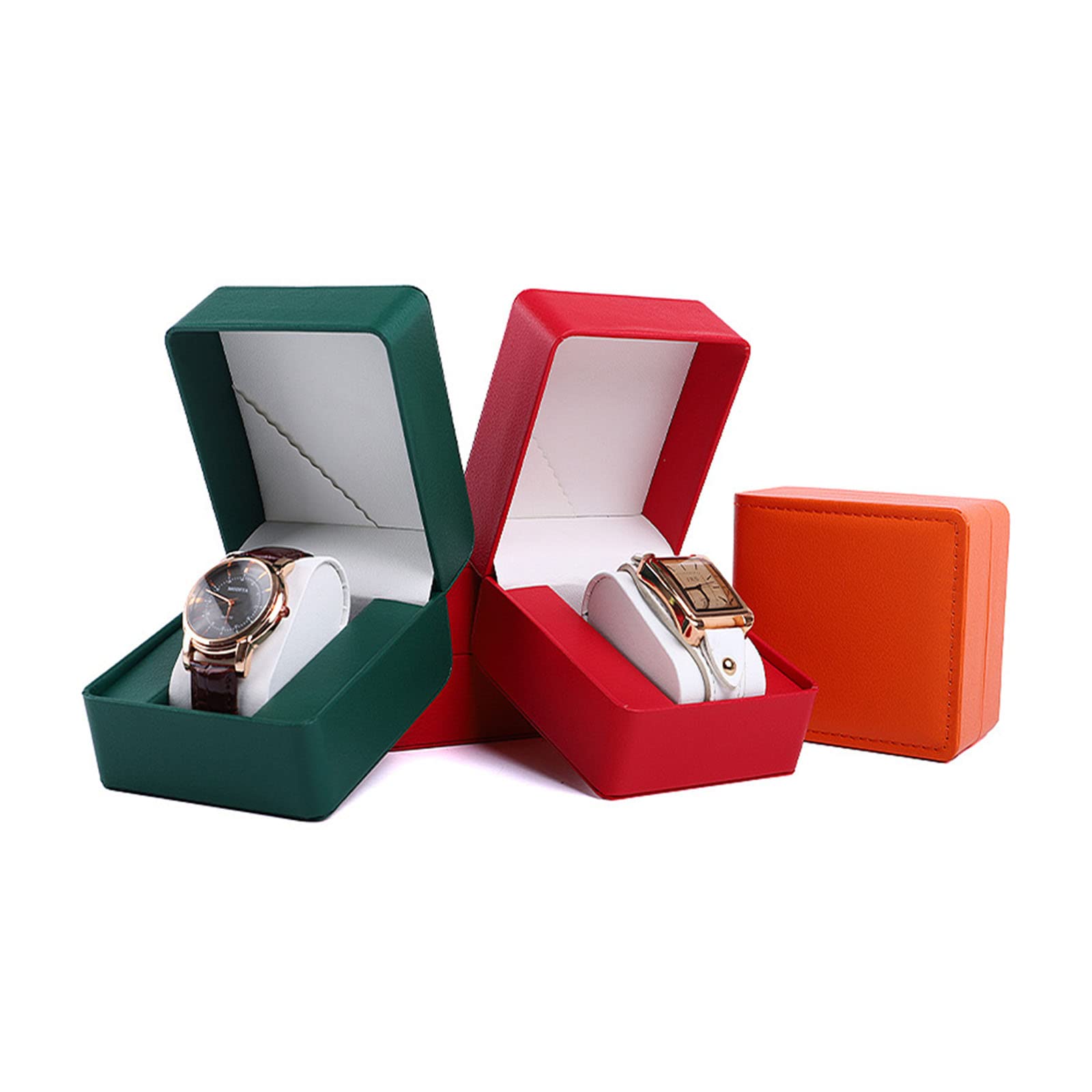 Boîte à montres en cuir synthétique pour homme et femme - Boîte cadeau noire pour homme et femme pour anniversaire, Saint-Valentin (rouge