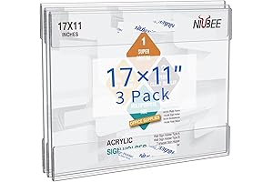 NIUBEE Acrylic Sign Holder 11x17 Inch, Horizontal Wall Mount Sign Holders 3 Pack