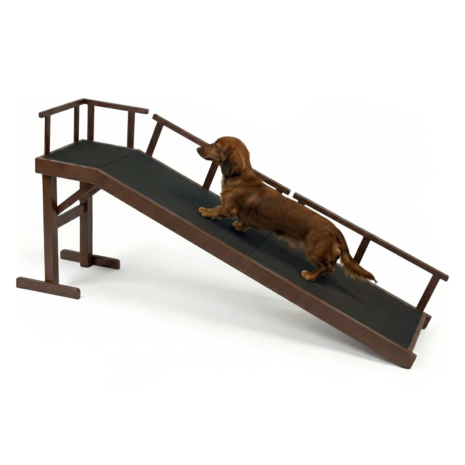 ZENTAVO 73" Dog Ramp for Bed,Birchwood Pet Ramp with Removable Side Rail and Non-Slip Surface, Pet Ramp for Small & Large Dogs with Rest Platform and