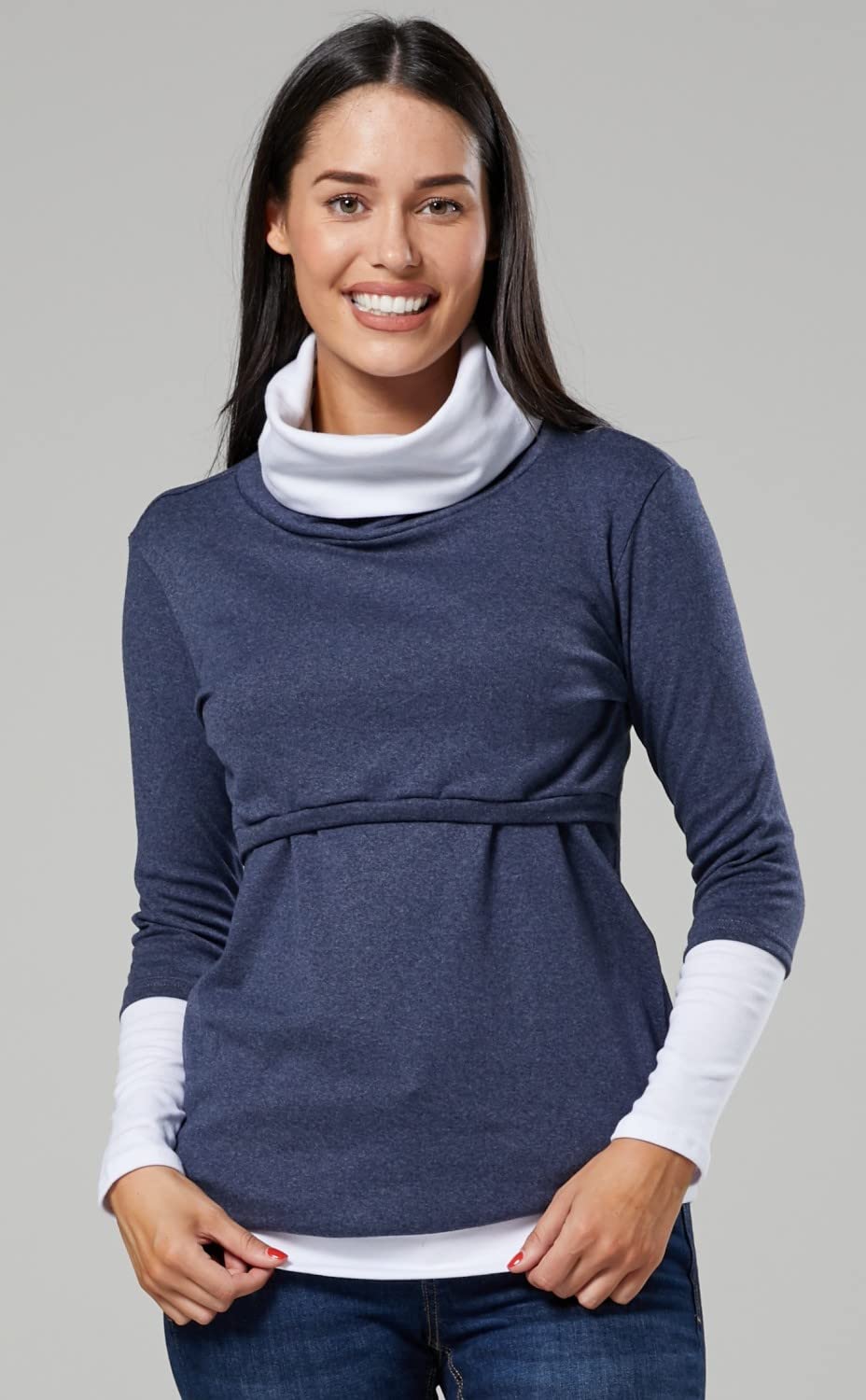 Zeta Ville Donna Felpa Premaman Allattamento Cotone Top 348
