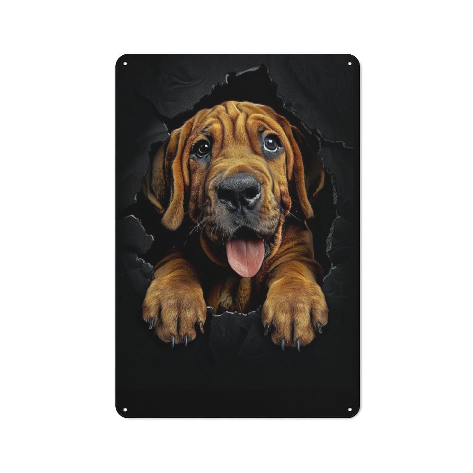 Junmoney Bloodhound Dog Printed Metal Sign 30X20cm For Pub Or Café, With Clear Industrial Wall Decor Character
