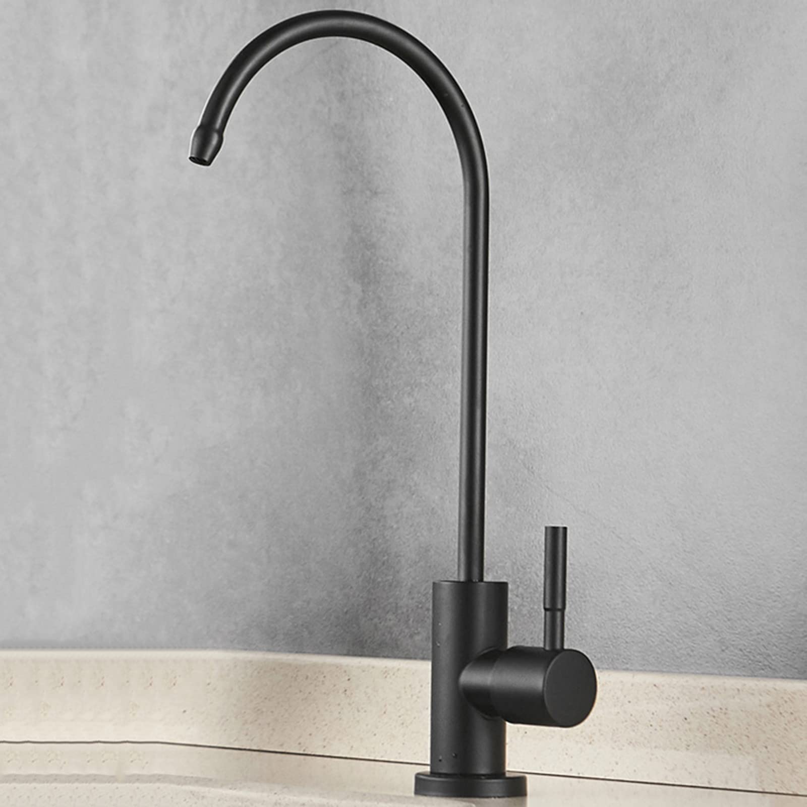 WDSOPK Kitchen Drinking Water Tap Only Cold Water Stainless Steel Water Filter Tap-Black (Black A)