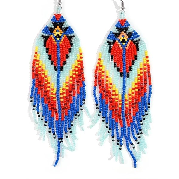 SHINUS BOHO Bohemian Tassel Colorful Beaded Earrings For Women Dangling, Trendy Long Fringe Statement Mexican Earrings Jewelry Handmade Gifts. by SHINUS BOHO - Used condition - US$8.37