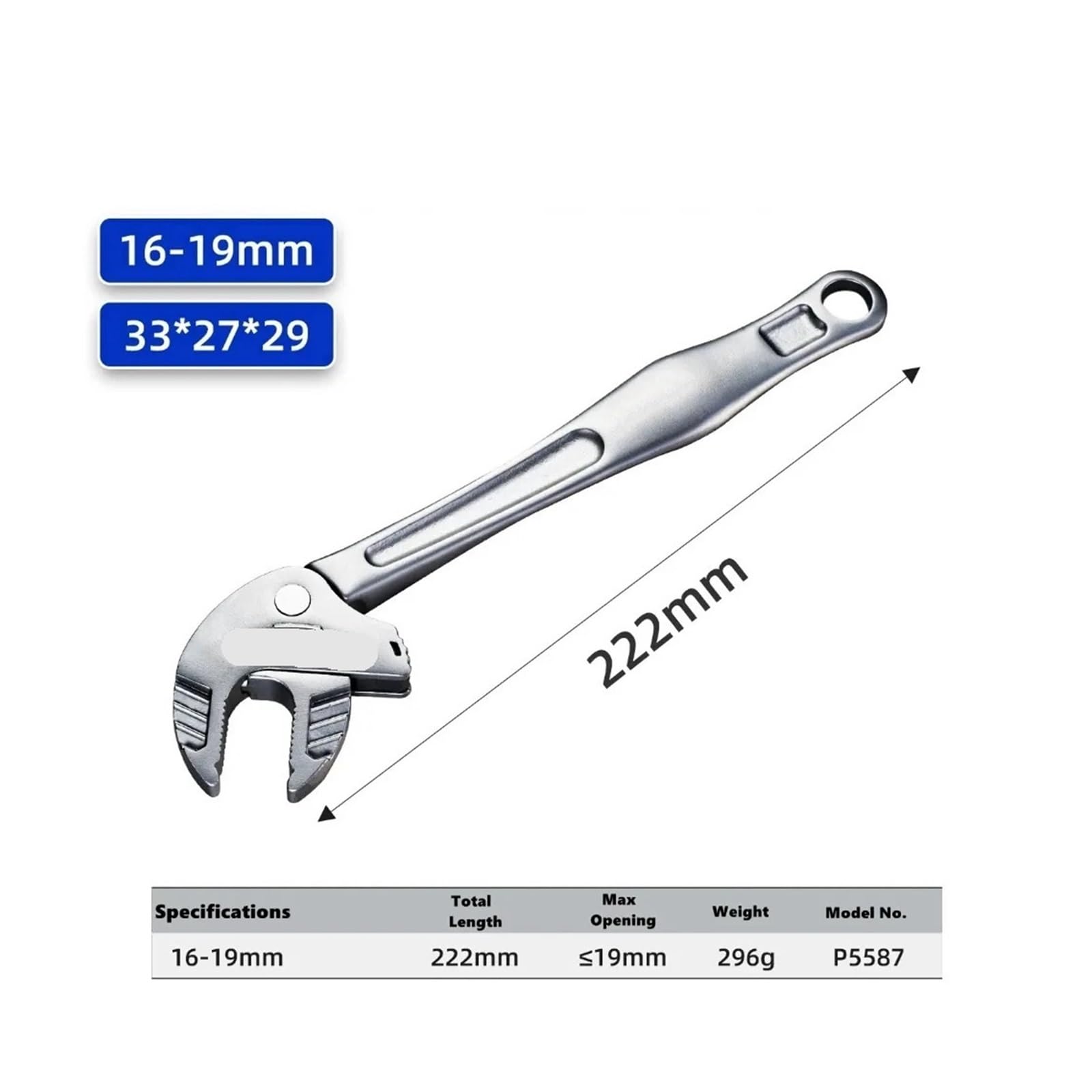 Pinza a Pappagallo Chiave a cricchetto regolabile in acciaio al cromo-molibdeno a autobloccante for carichi pesanti(16-19mm)