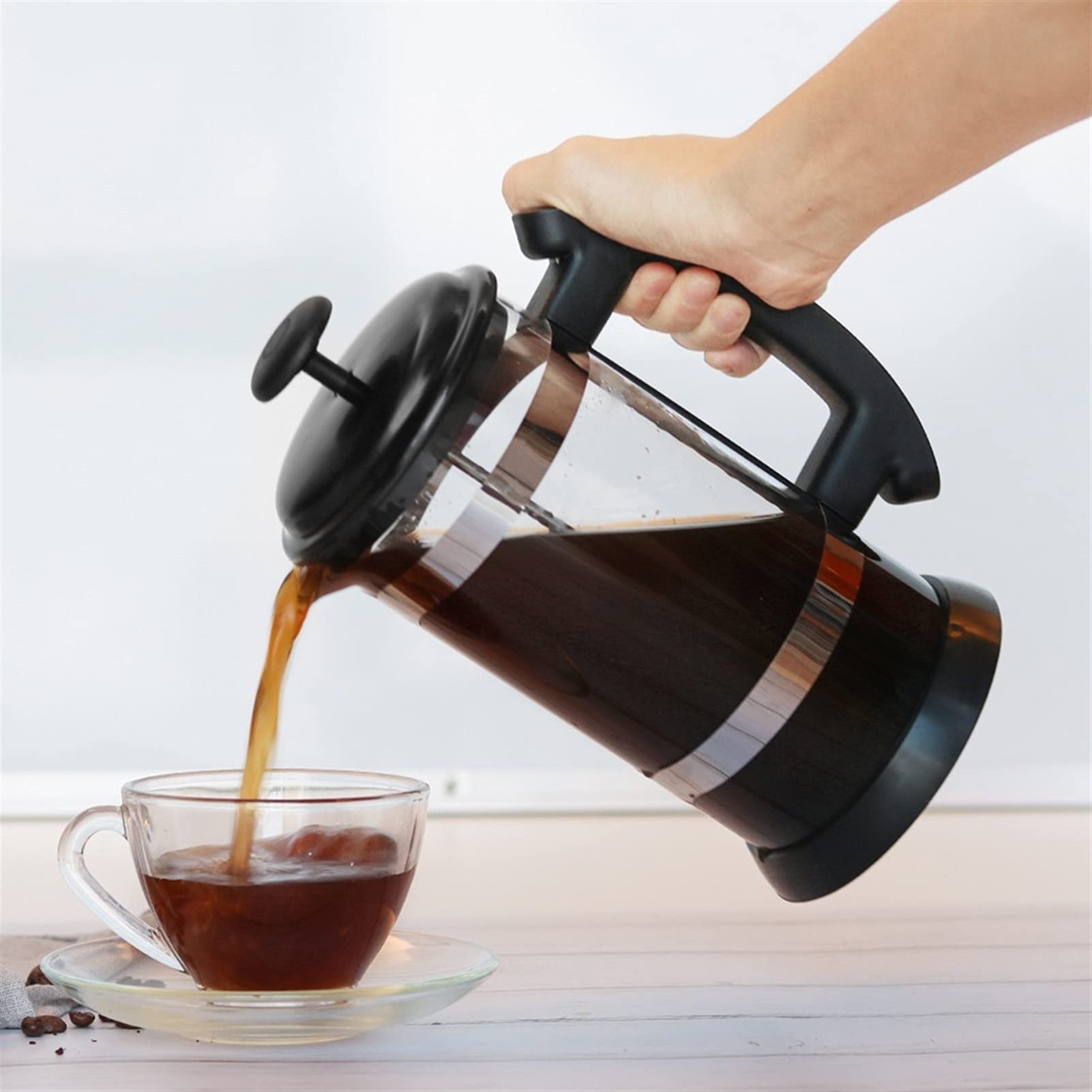 Press-Kaffeemaschine, Kaffeepresse, Caffettiere, Kaffeemaschine, Kaffeekanne, Kaffeekessel, Premium-Kaffee-Tee-Ausgießkanne, Küchenutensilien, Wohnung, Zuhause, Kaffeezubehör, Presse, 1000 ml Kaffeema