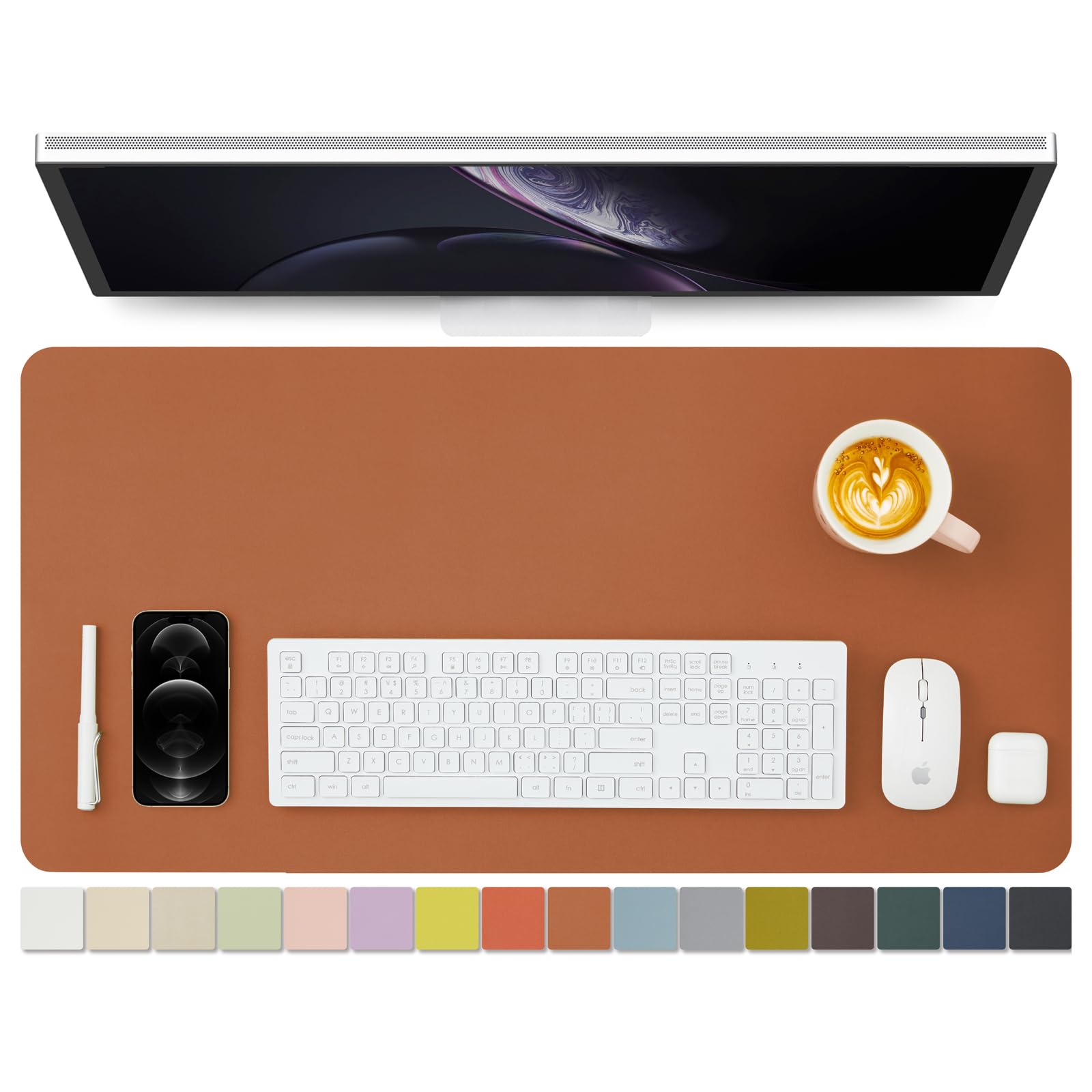 Leather Desk Mat - Non-Slip PU Desk Pad for Office and Home - Ideal for Large Mouse Pad and Desk Mats on Top of Desks (Brown,80cmx 40cm)