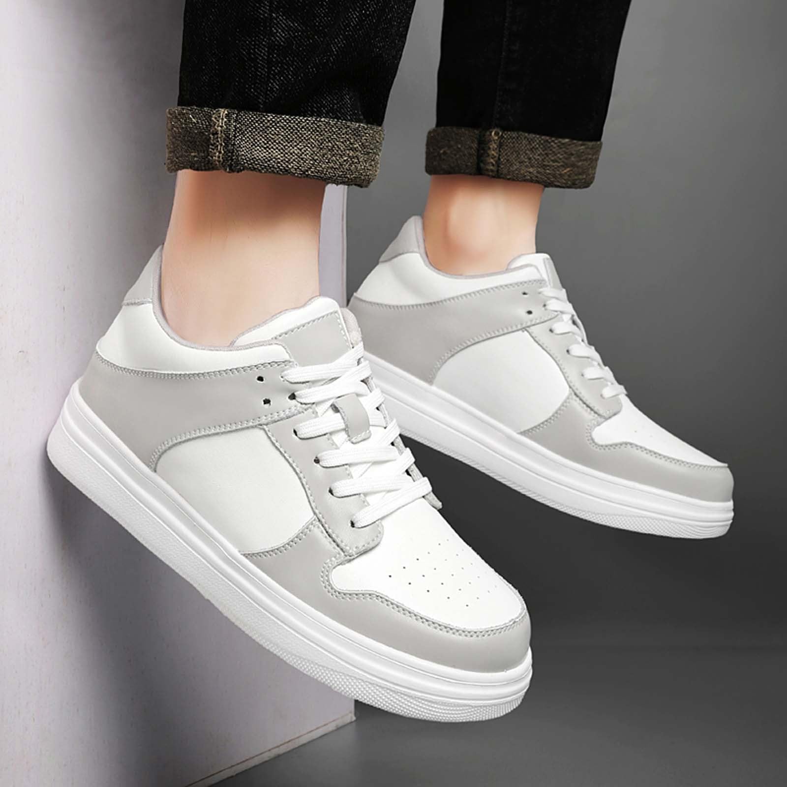 Elevator Zapatos Hombre Transpirable Zapatillas de Cuero Zapatos Casual Zapatos Blancos Zapatos de Senderismo Clásicos Zapatos con Cordones Cómodos Zapatillas Deportivas al Aire Libre para la