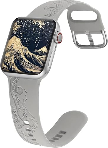 Vista 32 de Mountain Range - Correa de silicona grabada compatible con Apple Watch 38 40 1.614 in 42 44 45 46 1.929 in para mujeres y hombres, correa