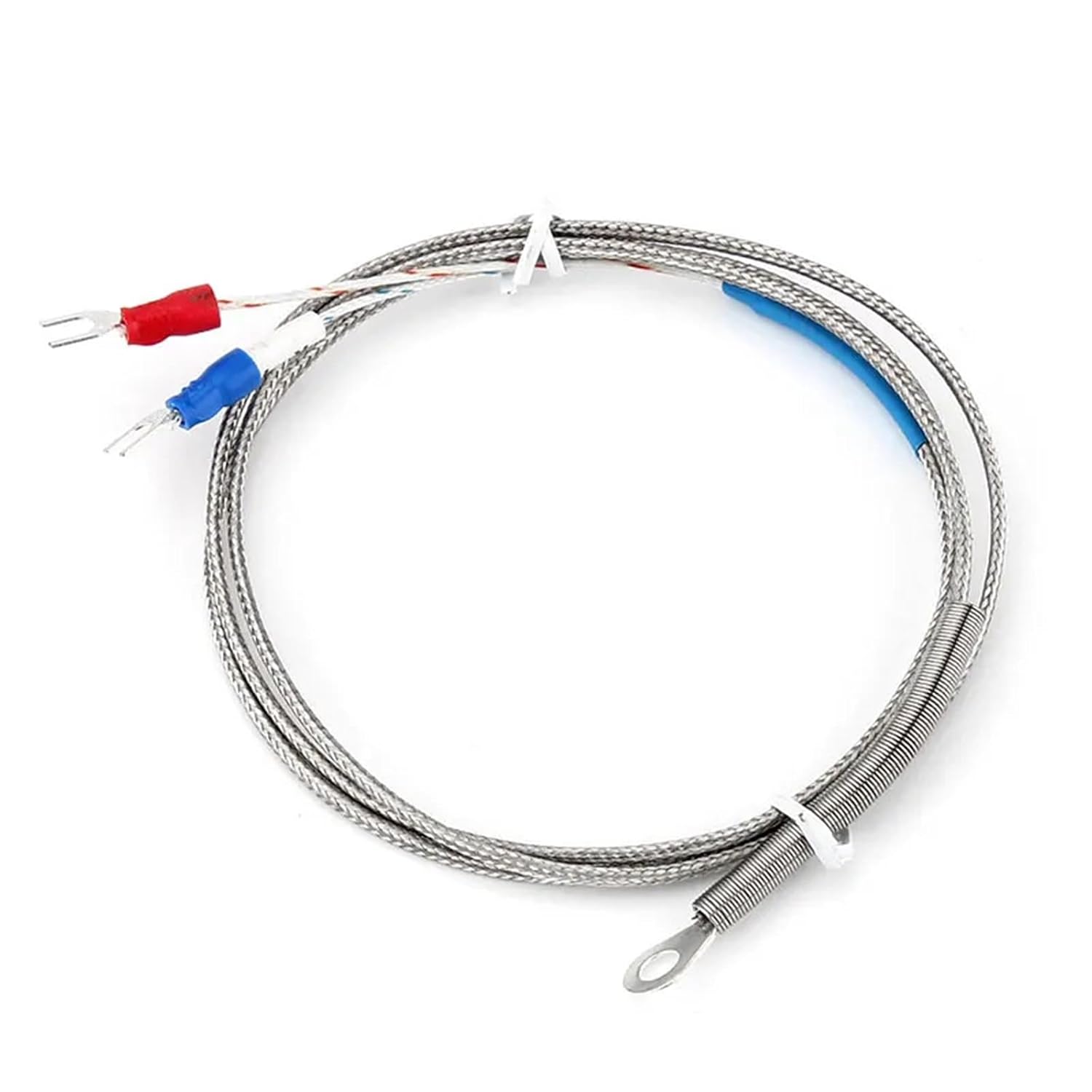 6mm Hole Washer K/E Type Thermocouple Temperature Sensor Wire 1-5M Cable for Industrial Controller 1Pcs(E Type 2M)