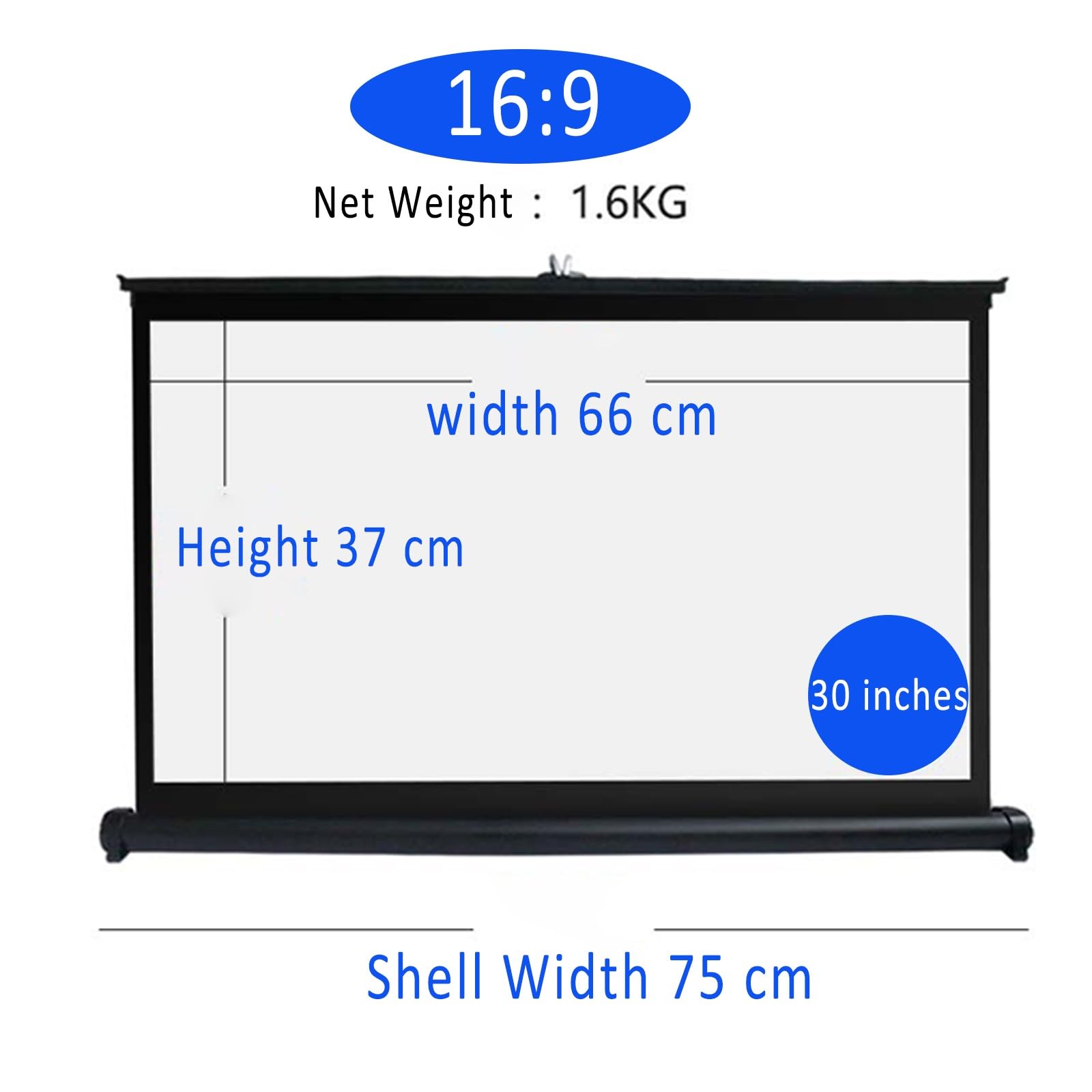 30", 40", 50" Schermo di Proiezione, Schermo di Proiezione da Tavolo, Formato 4K HD 16:9 Schermo Proiettore, Portatile da Tavolo Schermo Cinematografico per Campeggio Ufficio Home Theater(16:9,30")
