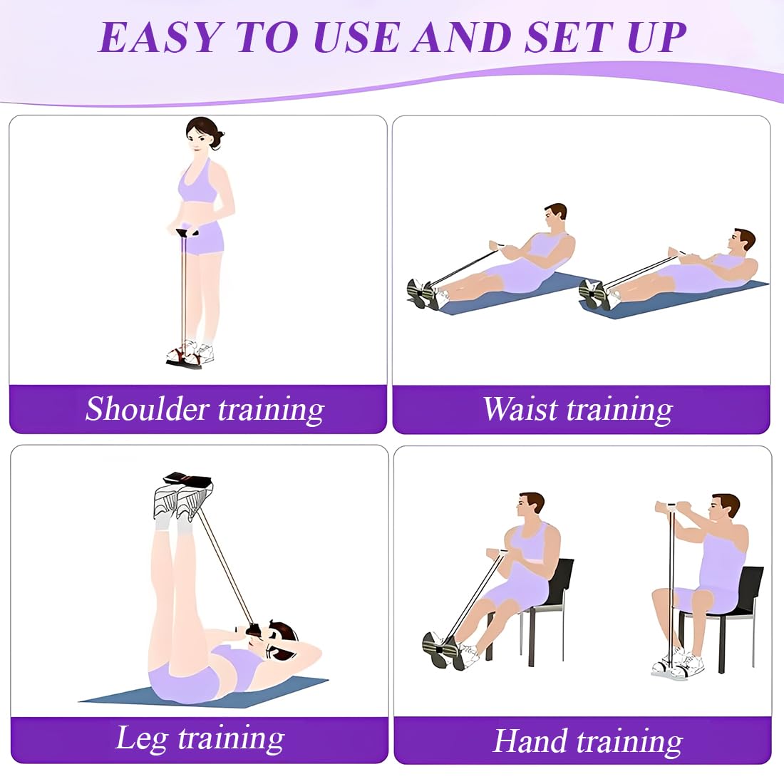 2 Pcs bauchtrainer für zuhause, Bauchtrainer für Zuhause, Fitness-Set mit Expander Fitness und Rückentrainer, Sportgeräte für Zuhause zur Stärkung von Bauch, Beinen und Rücken, TPE-Material