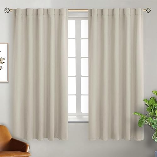 BGment Cortinas opacas con bolsillo para barra y pestaña trasera para dormitorio, cortinas de oscurecimiento con aislamiento térmico para sala de