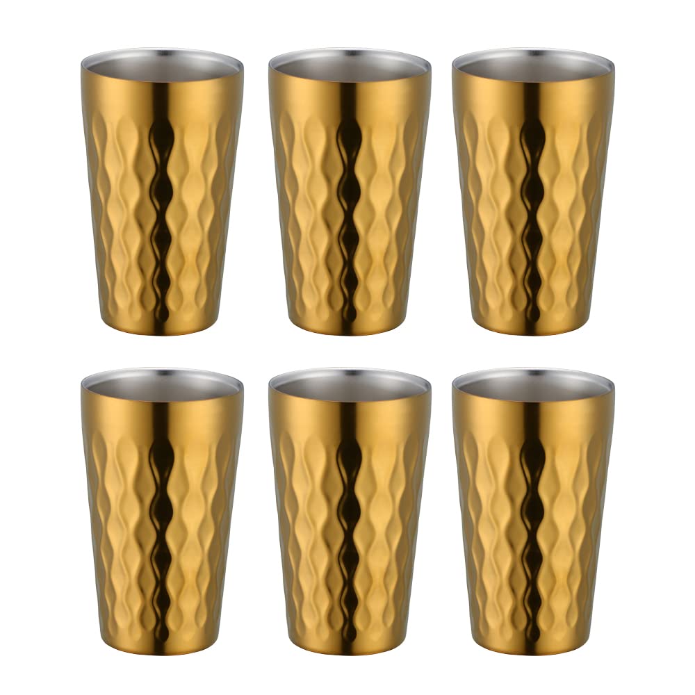 BOOTLION 10oz Stainless Steel Cup Set, 6Pcs Double Wall Metal Cup，Vacuum Stackable Insulated Portable Drinking Tumblers Unbreakable Glasses，for Home