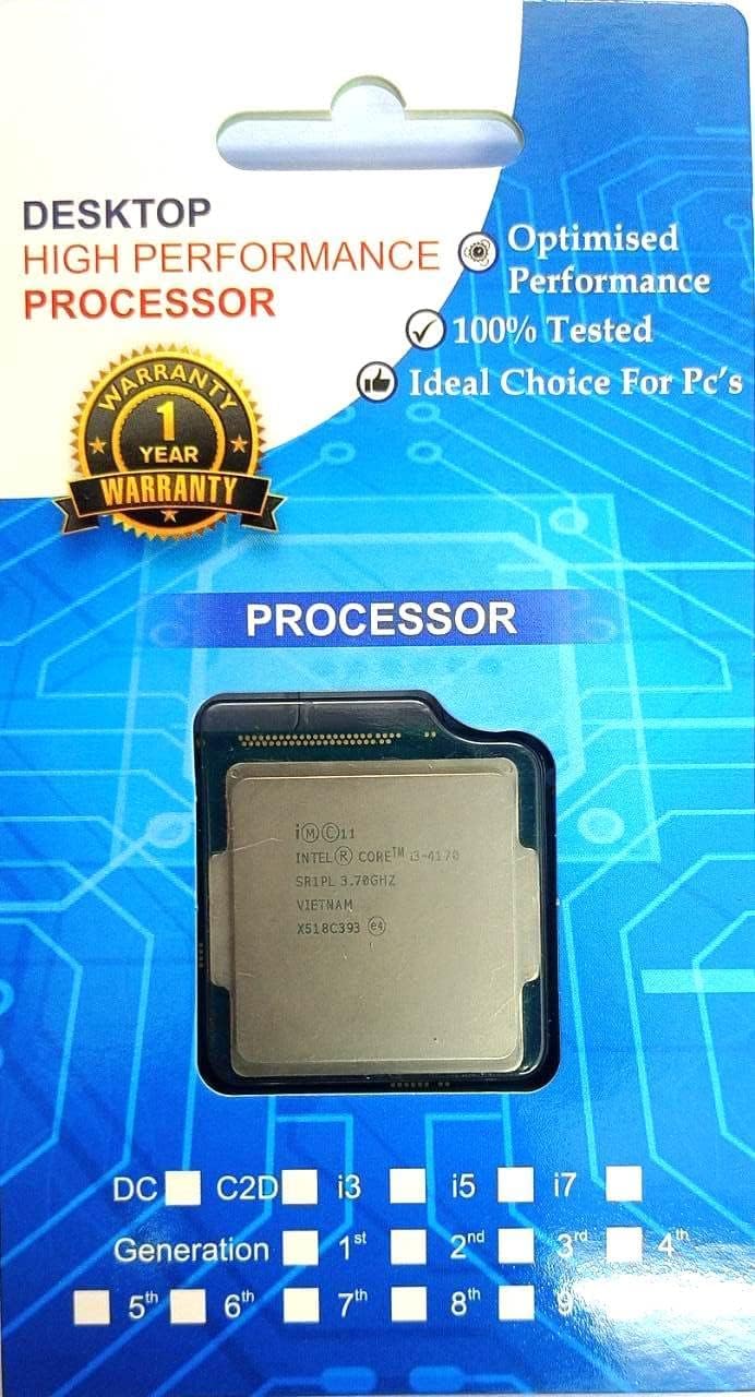 Core i3-4170 (i3 4th Generation Processor) 3.70 Ghz for LGA 1150 Socket Desktop Processor for Desktop Pc (Silver) (for Supports H81 Motherboard) AD Enterprises