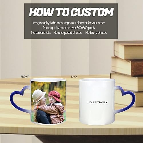 Miniatura 3 de Taza mágica personalizada con mango de corazón, taza personalizada que cambia de color, taza de café personalizada con foto, taza de café