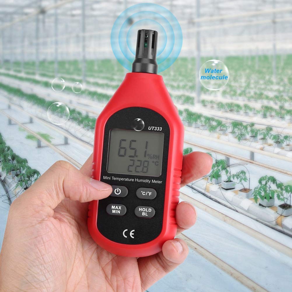 Fabater UT333 Tragbares LCD-Digital-Thermometer-Hygrometer, Lufttemperatur-Feuchtigkeitsmessgerät mit Hintergrundbeleuchtung, -10~60℃ / 14~140℉, Datenspeicherung, Automatische Abschaltung,