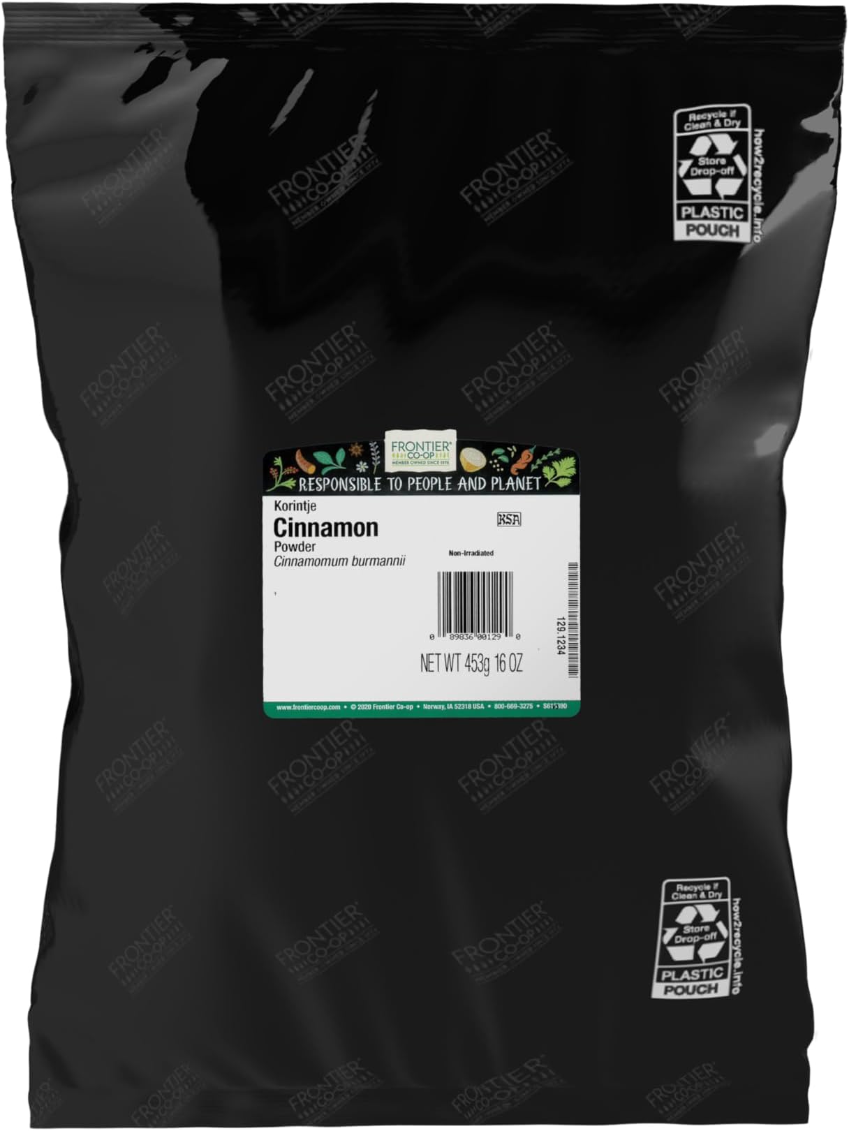 Frontier Organic Ground Korintje Cinnamon, 1-Pound Bulk, Gourmet Quality Cinnamon, Full Balanced Spicy Flavor, Kosher