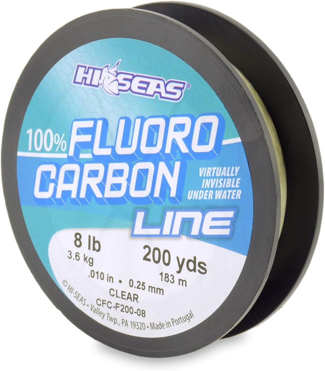 Hi-Seas 100% Fluorocarbon Fishing Line Clear - Strong & Tough Fishing Leader Line, Sinks Faster Than Monofilament Fishing Line. Available in 6lb, 8lb, 10lb, 12lb, 15lb, 20lb, 25lb Test