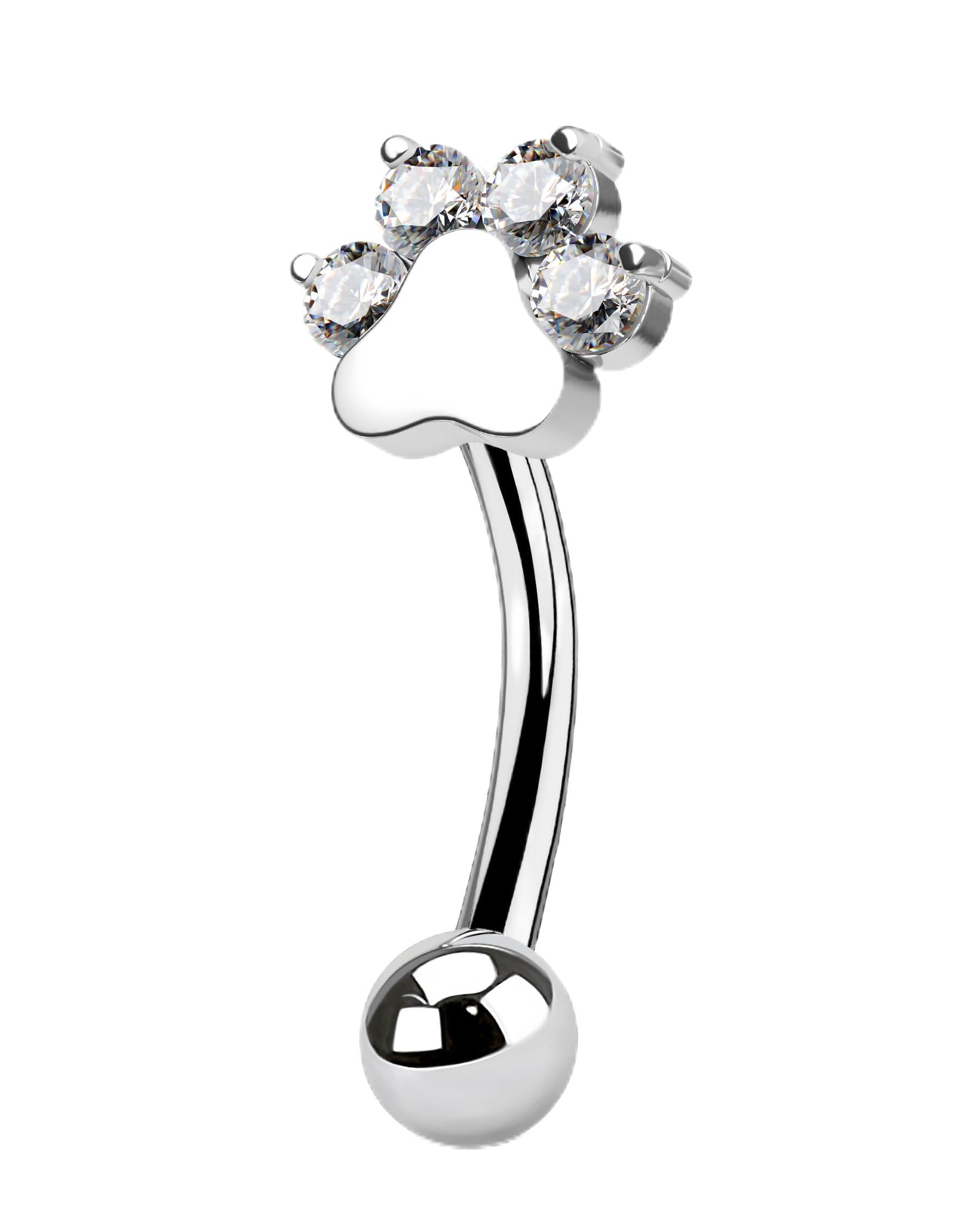 COCHARMCute G23 Titanium Paw Print Rook Earrings for Women Men-6mm, 8mm 16g Rook Piercing Jewelry Puppy Surgical Steel Eyebrow Rings Internally Threaded Dainty Eyebrow Barbells