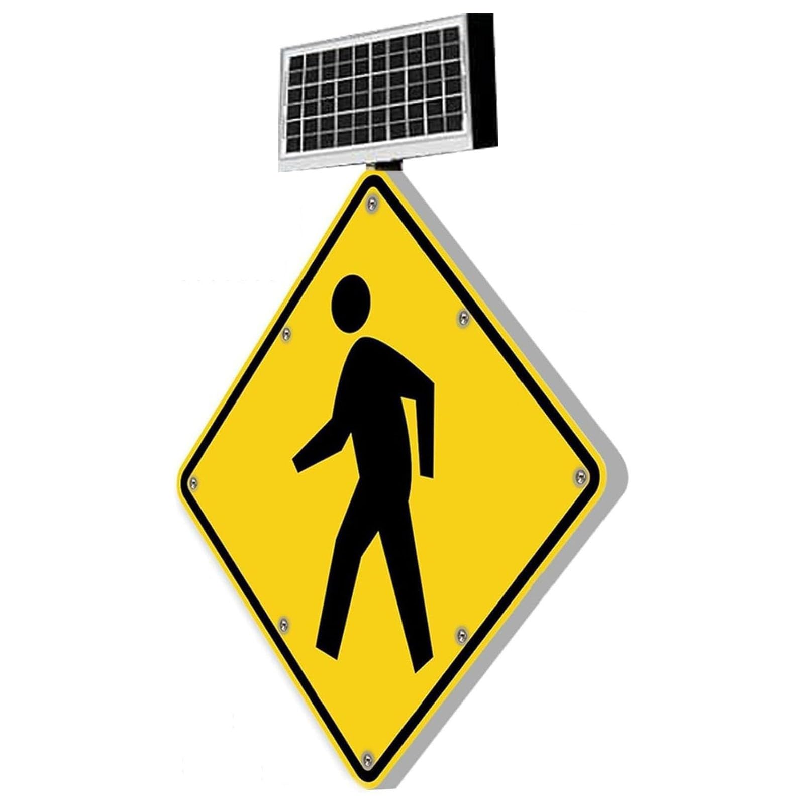 24'' Solar Pedestrian Crossing Sign, LED Blinking Reflective Street Traffic Warning Sign, Heavy Duty Rust-Proof Metal Frame + Engineering Grade Reflective Film(A,61cm(24in))