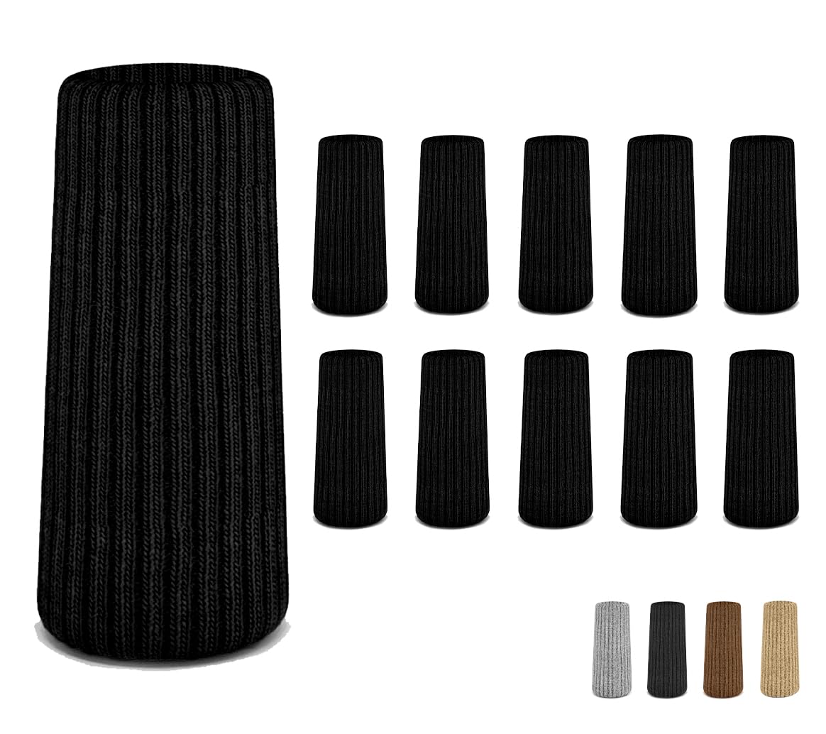 16 Pcs Black Premium Chair Leg Socks Protectors for Hardwood Floors - Do not Easily Fall Off - Very Easy to Put on - Fits All Leg Shapes - High Elastic Bar Stool Leg Covers - Furniture Pads…