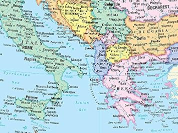 CoolOwlMaps Europe Continent Wall Map Poster - Rolled Paper (32x24)