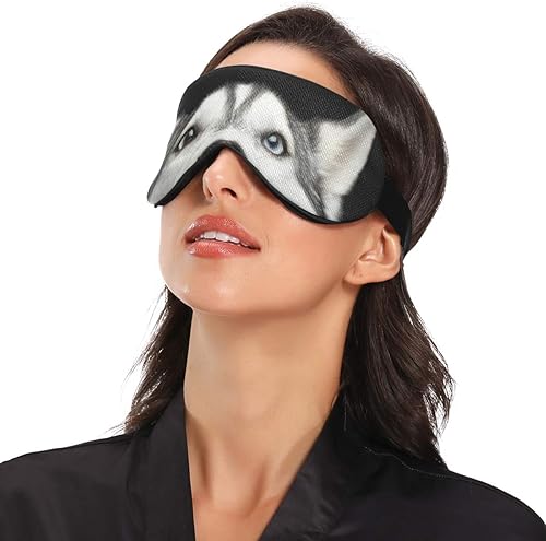 Miniatura 3 de ALAZA Head of Peeking - Máscara divertida para dormir con perro husky siberiano para mujeres y hombres, máscara de ojos divertida para dormir con