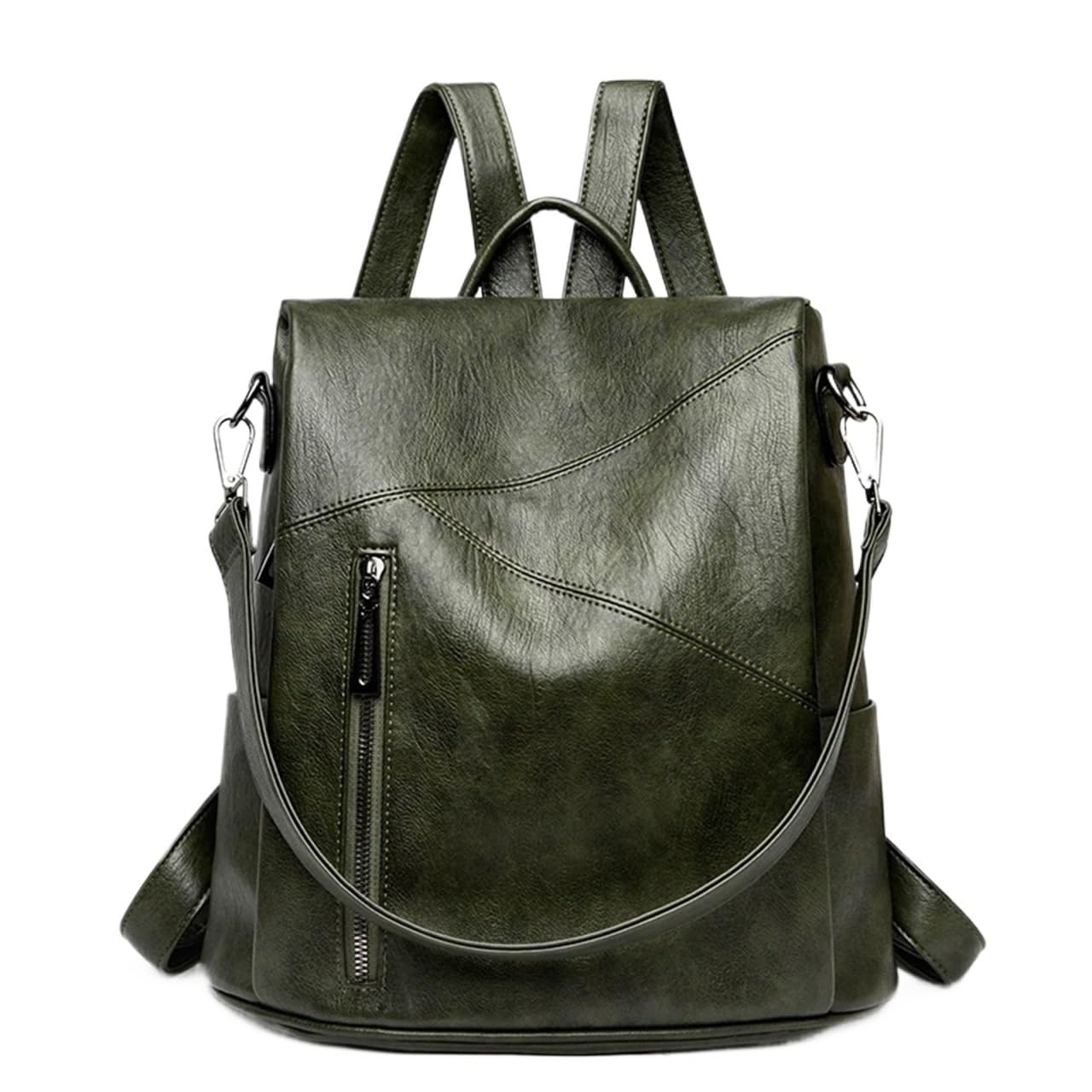 HUWOYG Leather Backpack Women Vintage Shoulder Bag Ladies High Capacity Travel Backpack School Bags For Work, School(Green)