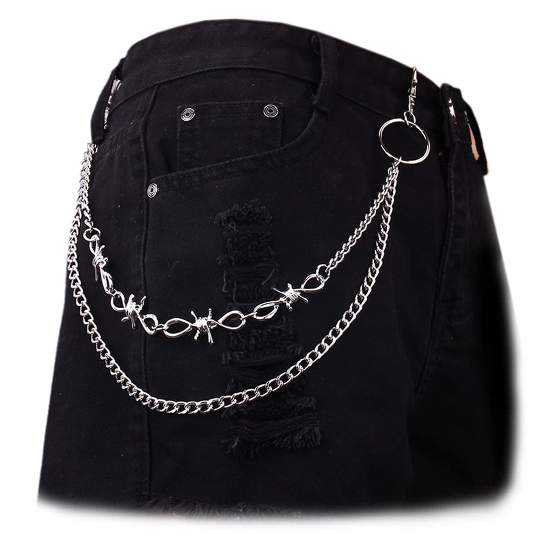 Metal Thorns Pants Chain Double Layer Jean Chains Pocket Chain Wallet Chain Belt Chains Keychains Waist Chain