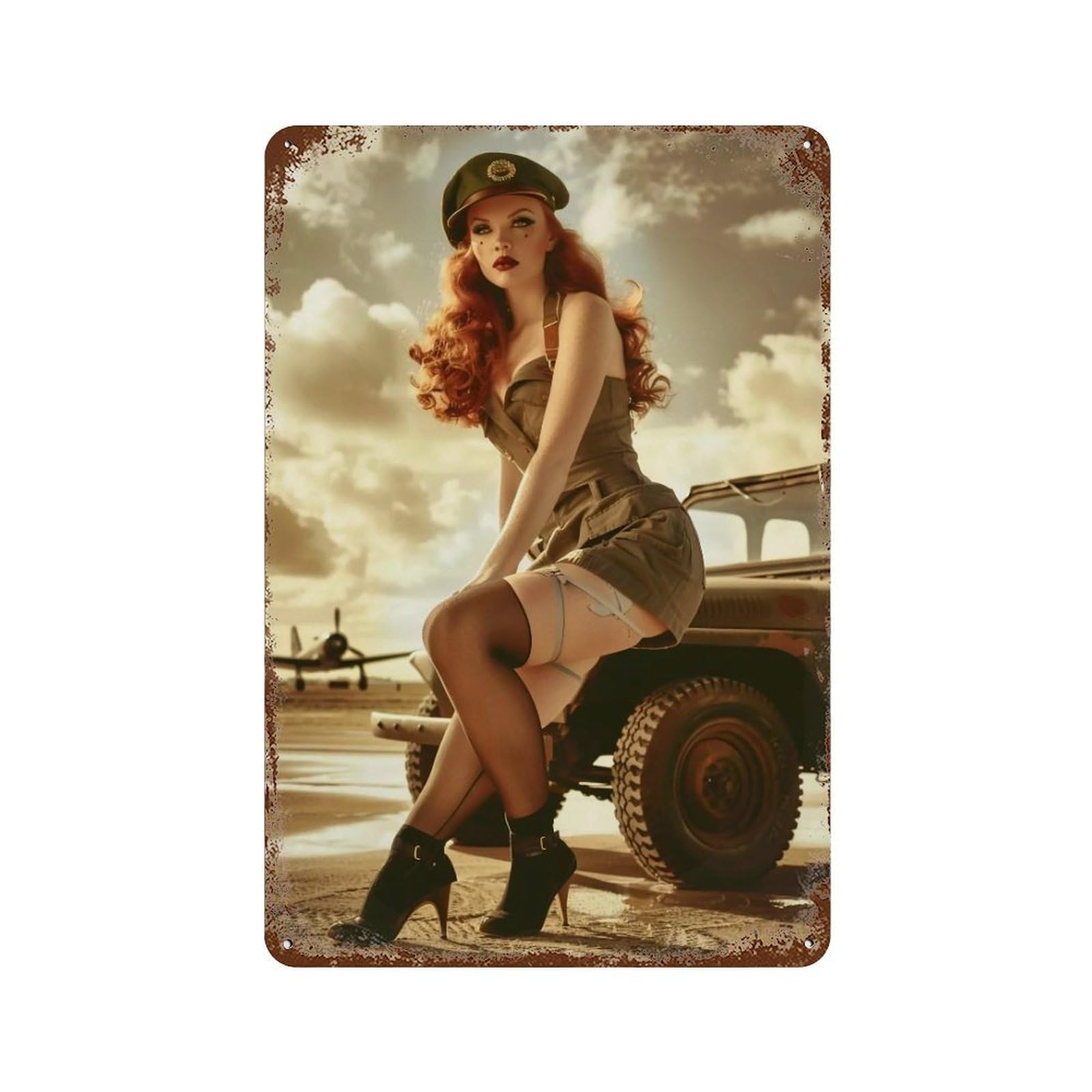 FHUYEURHRY 1940s Pin Up Aesthetic 03 Wall Decor Retro Iron Vintage Art Metal Tin Sign Poster Modern Home Cofffee Club Art Bar Shop Decorations Style 30x20cm