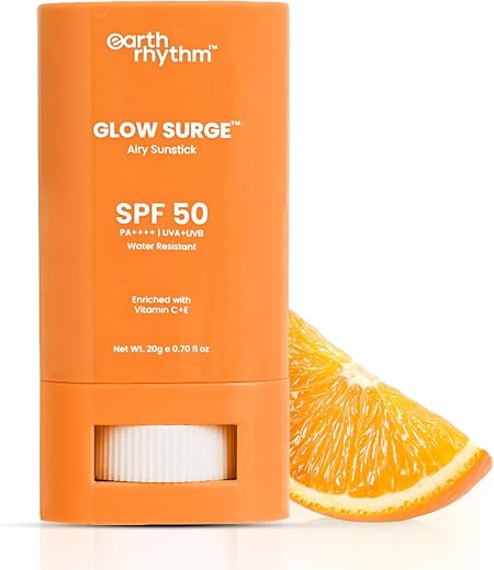 Earth Rhythm Glow Surge Vitamin C &amp; E Sunstick SPF 50 – Brightening, No White Cast, Oxybenzone-Free, Vegan