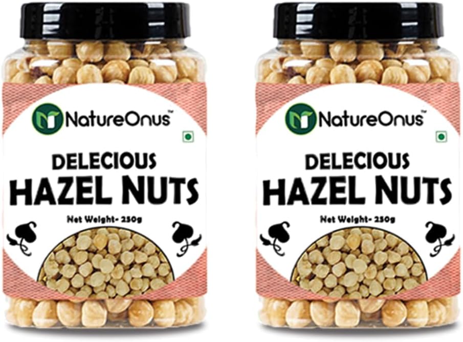 NatureOnus Premium Hazelnuts 250gms- Pack of 2 | Healthy & Delicious Hazel Nuts For Eating, Raw & Dehulled For Making Chocolate Spread, Healthy & Tasty Dry Fruits…
