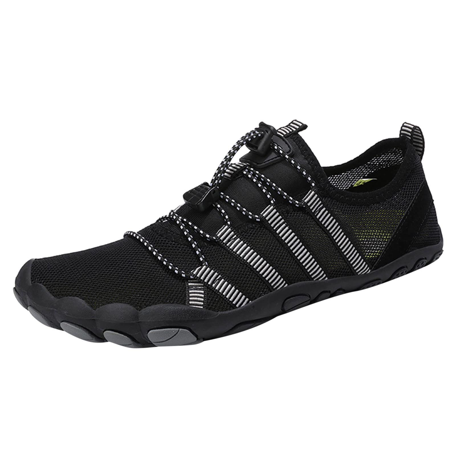Mens Wading Shoes Outdoor Swim Sports Shoes Flat Breathable Quick-Dry Kayaking Shoe Grounded Hiking Footwear (Black, 42)