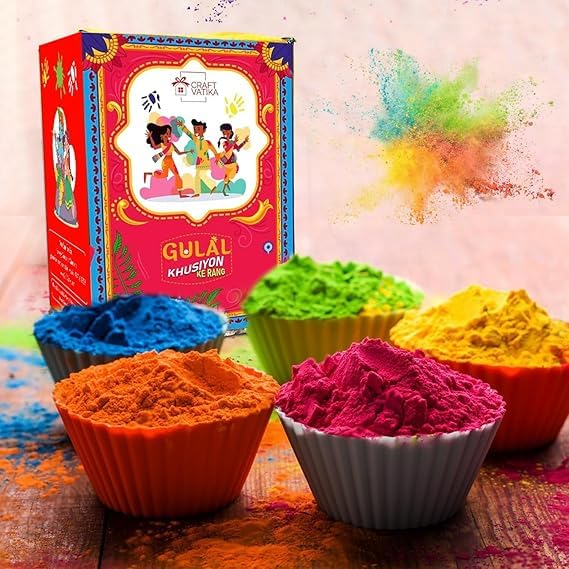 Couleur naturelle Holi Gulal bio douce pour la peau lot de 5 sachets sans irritation