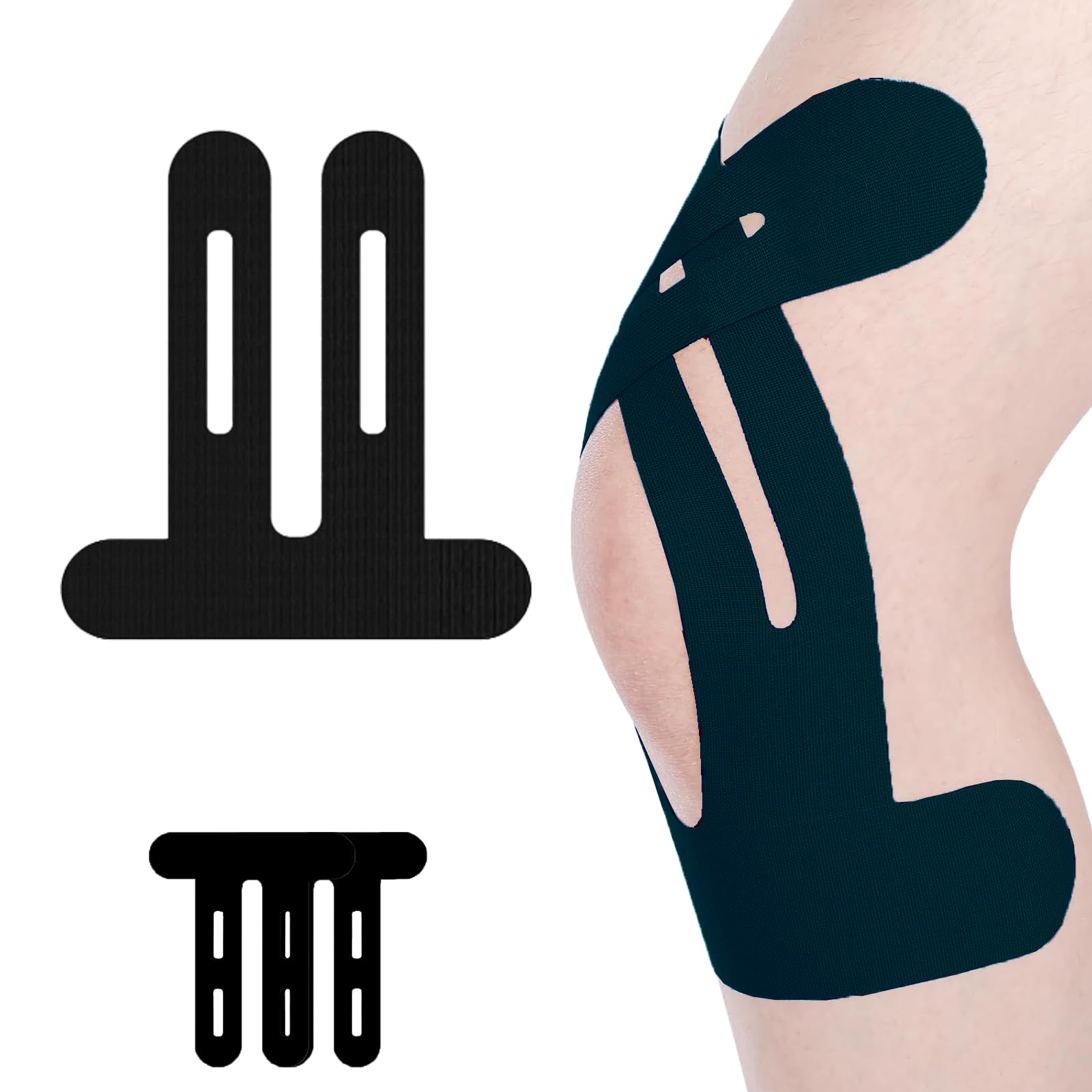 PreCut Kinesiology Tape for Knees - 2 PCS Waterproof Breathable Knee Support Tape Pre-Cut Strips for Knee Pain