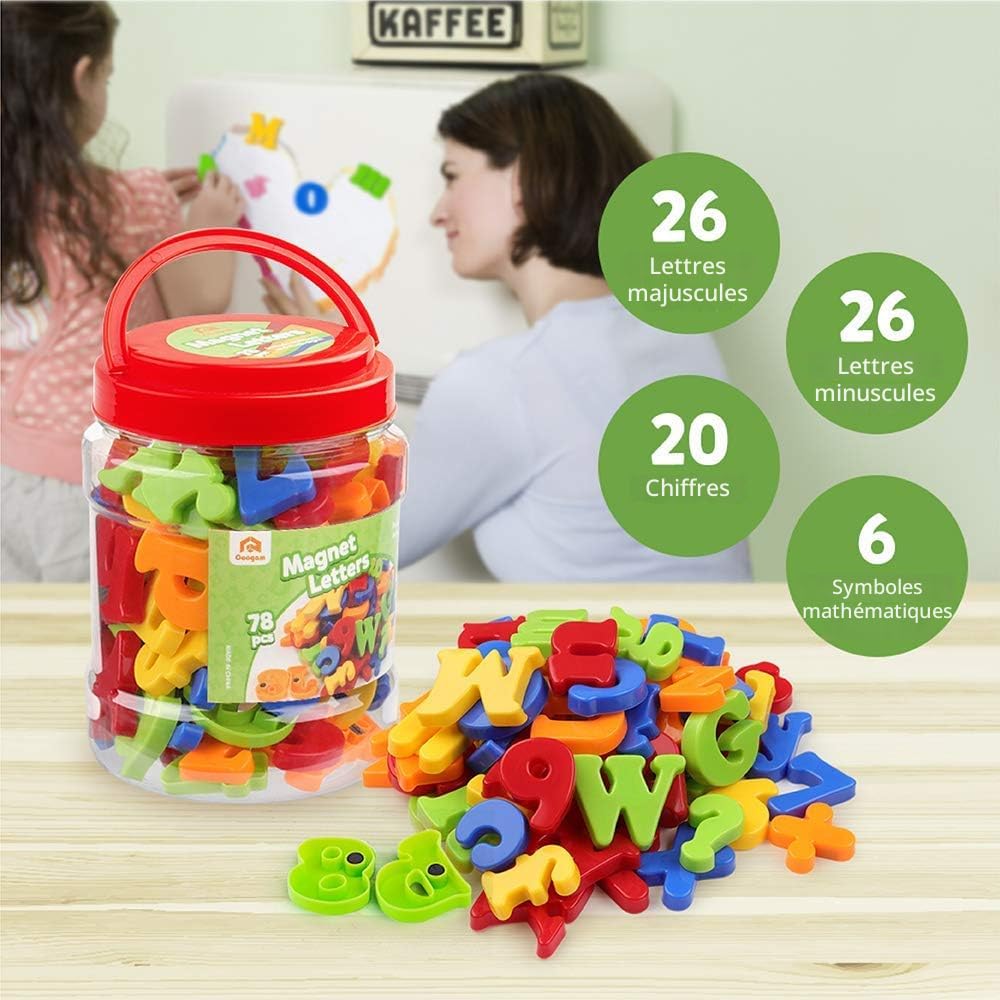 26 pièces Autocollants magnétiques d'apprentissage de l'alphabet et des chifes pour 26 pièces Autocollants magnétiques d'apprentissage de l'alphabet et des chifes pour