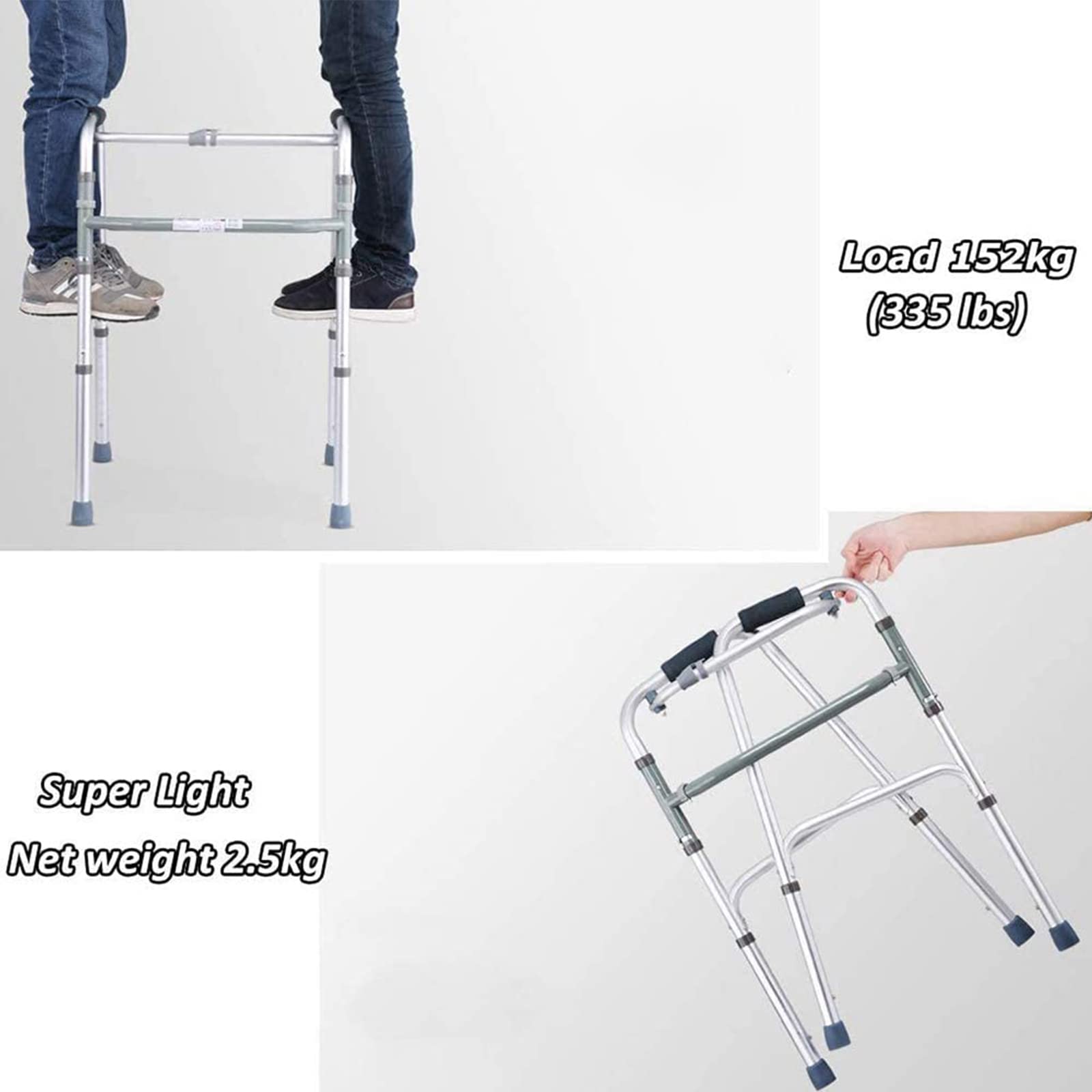 Andador Para Ancianos Con Dos Ruedas,Aluminio,Plegable,Regulable En Altura,Andadores Adultos