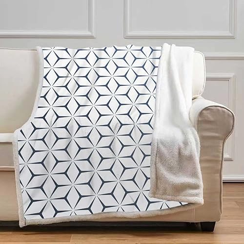 Cobijas Calientes para Invierno Geometría Lattice Line - Mantas modernas de otoño mullidas, cálidas, acogedoras, gruesas para artículos esenciales