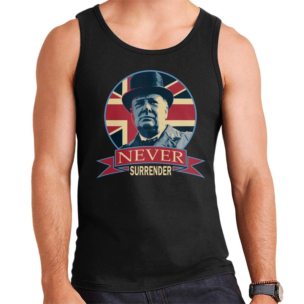 Winston Churchill Never Surrender Banner Men's Vest Black
