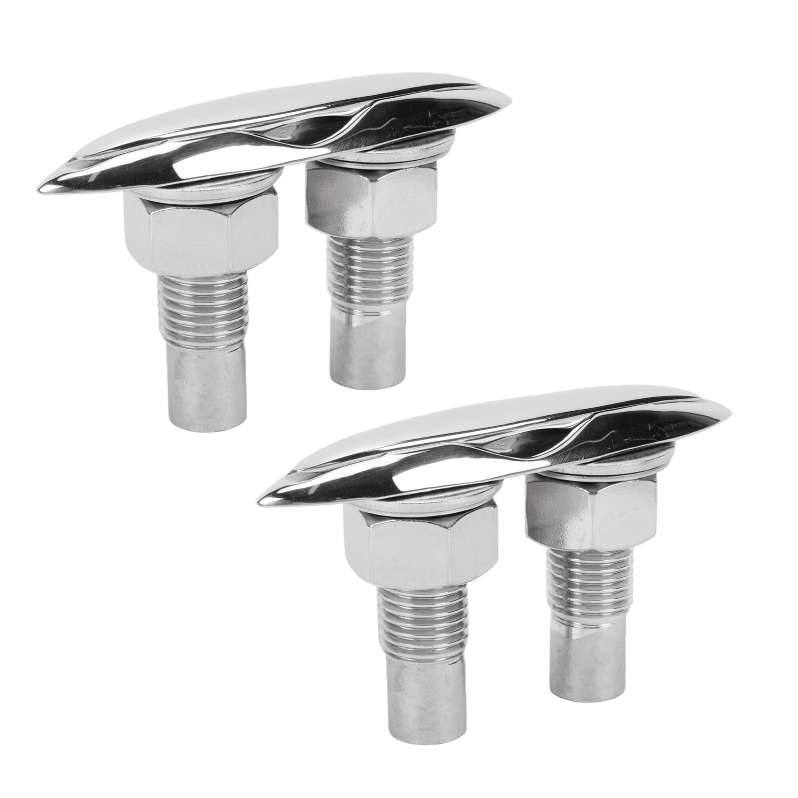 5" Hochziehbare Bootsklampe mit Hochglanzpolierter Oberfläche für den Einsatz auf See, Einziehbare Klampe aus Edelstahl für Yachten und Fischerboote, 2-teiliges Set