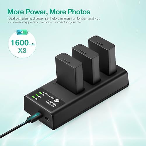 Miniatura 2 de FirstPower LP-E10 - Paquete de 3 baterías y cargador de triple ranura compatible con cámaras digitales Canon EOS Rebel T3 T5 T6 T7 T100 Kiss X50 X70