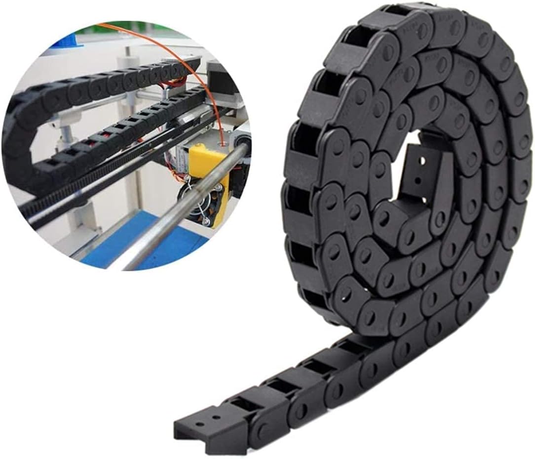 R18 10X10mm 1M Black Plastic Flexible Drag Chain Plastic Towline Drag Chain Cable Carrier for 3D Printer and CNC Machines (Non-openable)